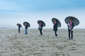 dégradé de parapluies à deauville